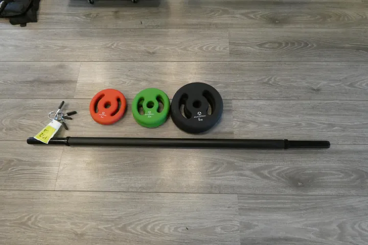 #DoYourFitness Langhantelstange-Set mit 3x Hantelscheiben (1/2/5 kg) & Verschlüssen
